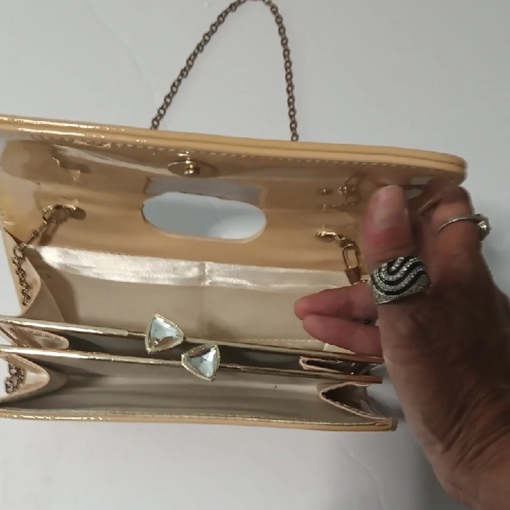 Vintage Cream Clutch with Chain Strap